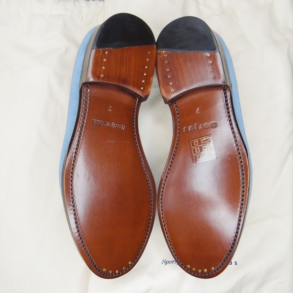 NEW Sporty & Rich x Morjas Sky Blue Leather & Suede Loafers Size 7 - Picture 8 of 11